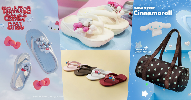 今夏最萌拖鞋！韓牌三麗鷗推出「Hello Kitty、大耳狗」吊飾夾腳拖！搭配圓點包從上到下都可愛！