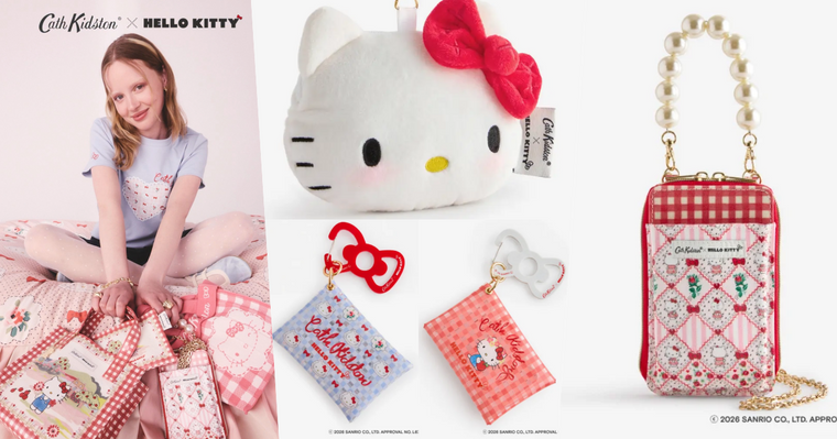 Cath Kidston最新Kitty聯名可愛發瘋！貓貓害羞臉紅吊飾、荷葉邊托特包...這波真的忍不住！