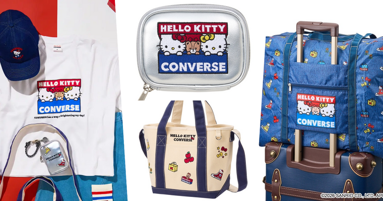 Kitty粉快衝日本！CONVERSE凱蒂貓新聯名可愛爆！「T恤、托特包」限定開賣！慢一步就沒了～