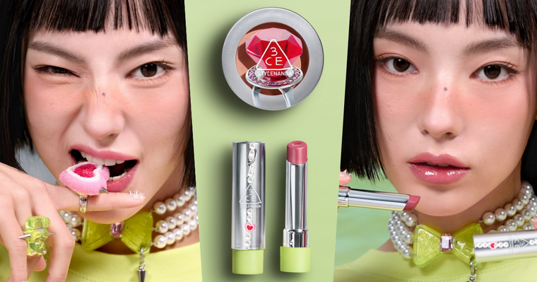 3CE最潮聯名來了！攜手韓星愛牌MIKSHIMAI推限量彩妝，蜜桃腮紅、珊瑚唇膏甜酷登場，滿額再送聯名戒指、項鍊！