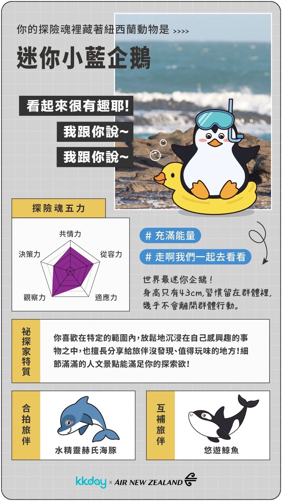 社群瘋傳超Q動物心理測驗！7道題目測你在旅行時最像哪種動物、你是害羞奇異鳥還是小企鵝？-8